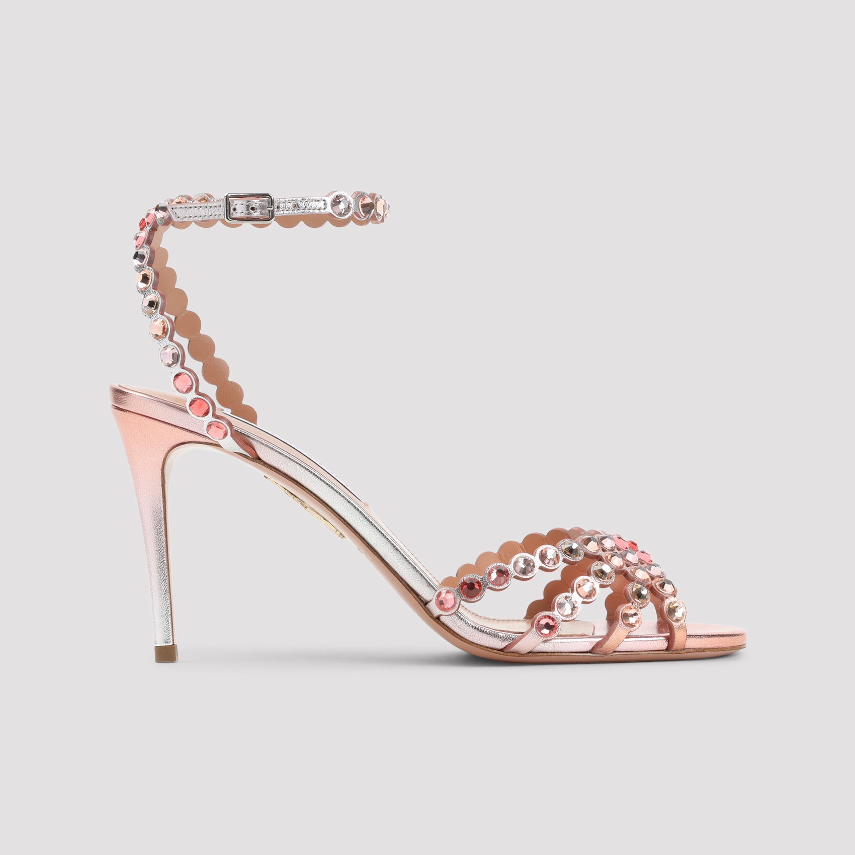 Aquazzurra Tequila 85 Sandal Pink & Purple Leather Strass