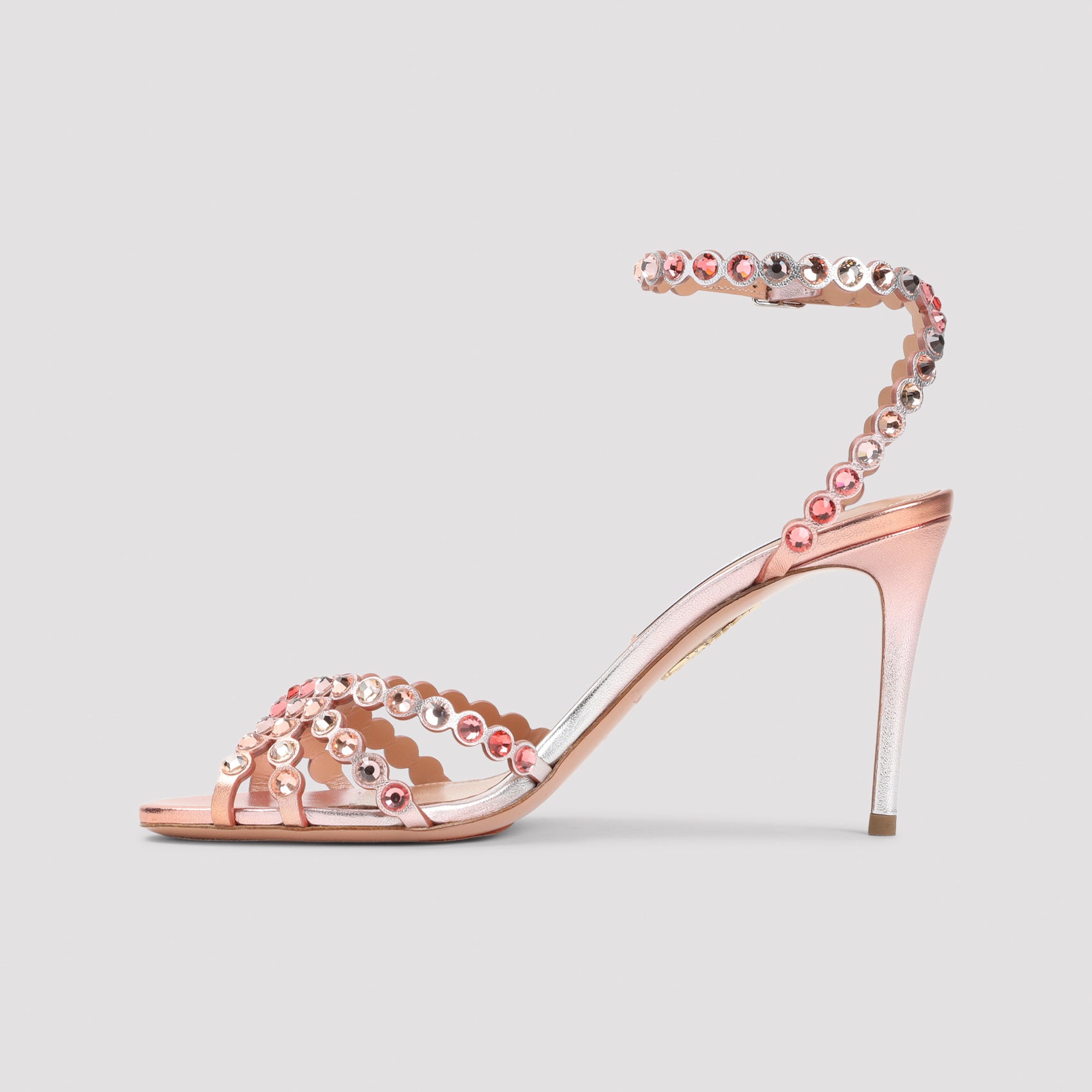 Aquazzurra Tequila 85 Sandal Pink & Purple Leather Strass