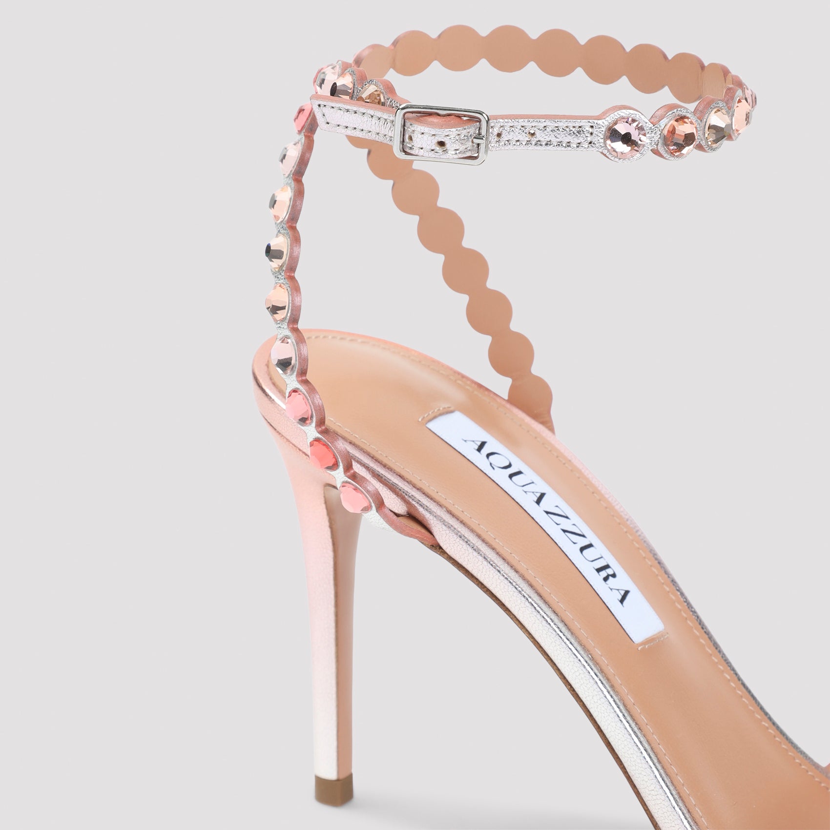 Aquazzurra Tequila 85 Sandal Pink & Purple Leather Strass