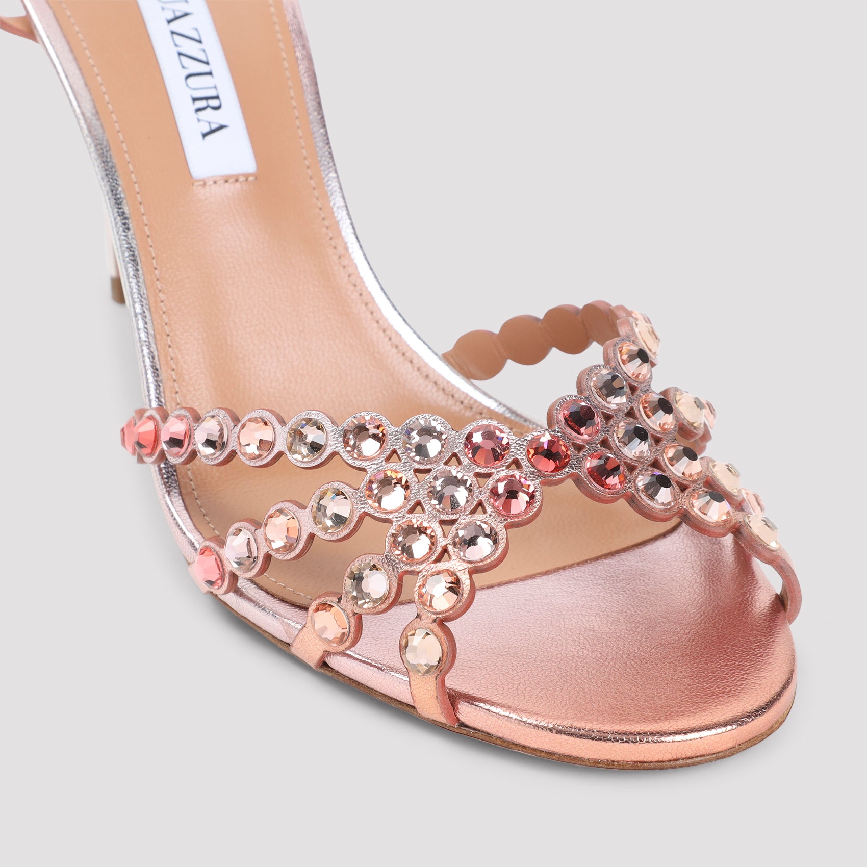 Aquazzurra Tequila 85 Sandal Pink & Purple Leather Strass