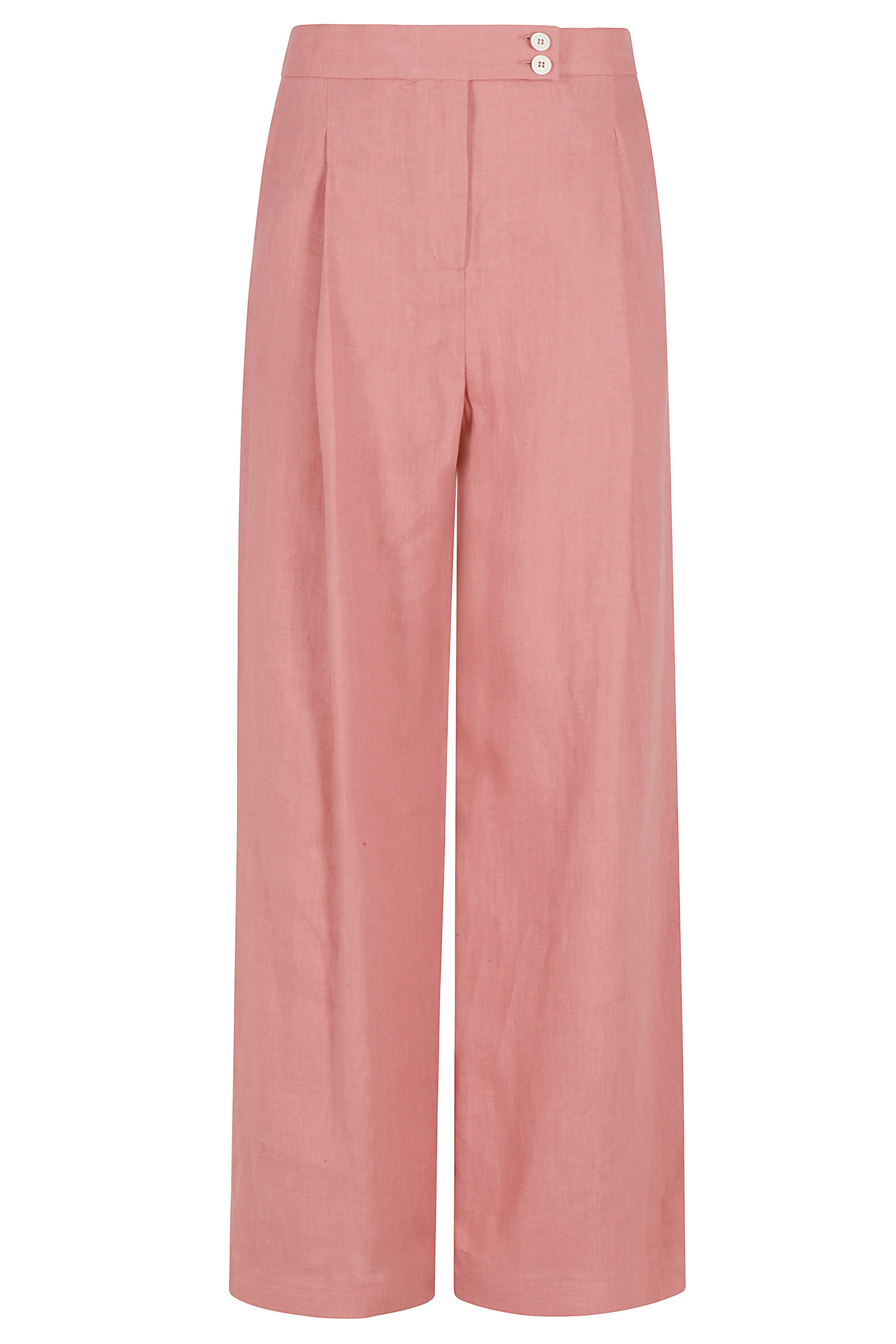 Pantalone A Vita Alta Red Lino Pantaloni