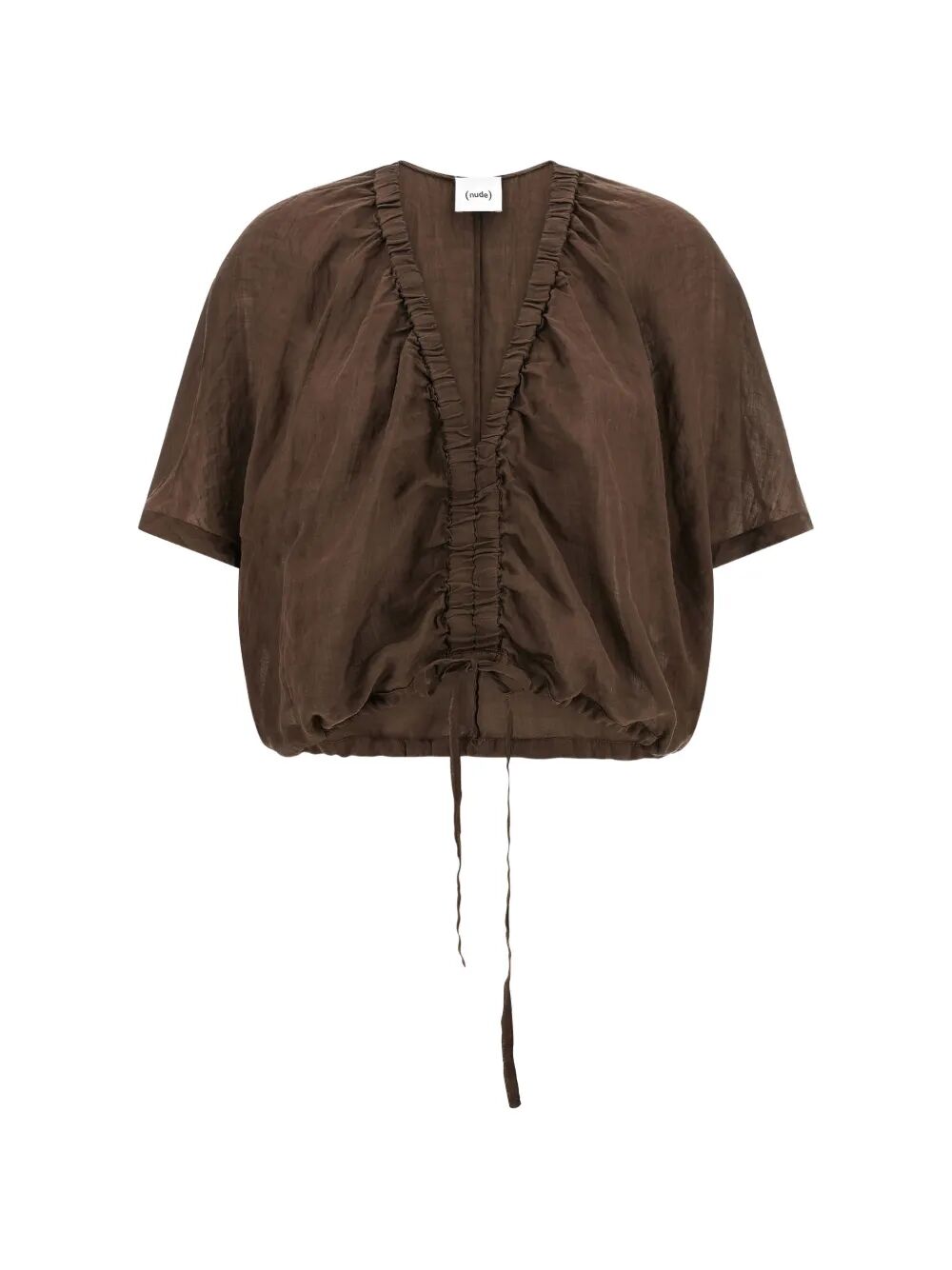 V Neck Top W Tie Brown Tn Li
