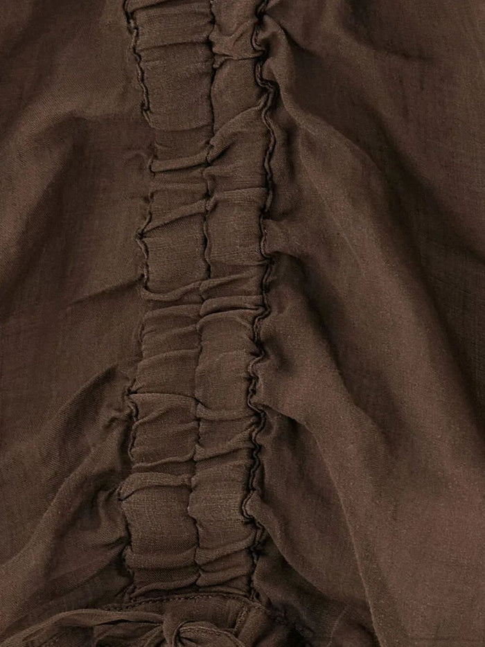 V Neck Top W Tie Brown Tn Li