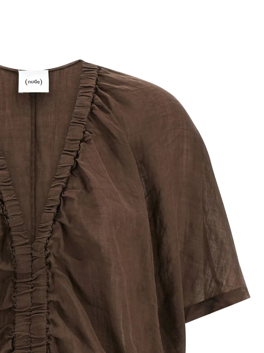 V Neck Top W Tie Brown Tn Li