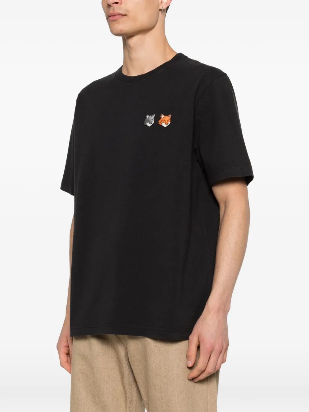 Double Fox Head Comfort Tee-shirt Grey Organic Cotton Tshirt