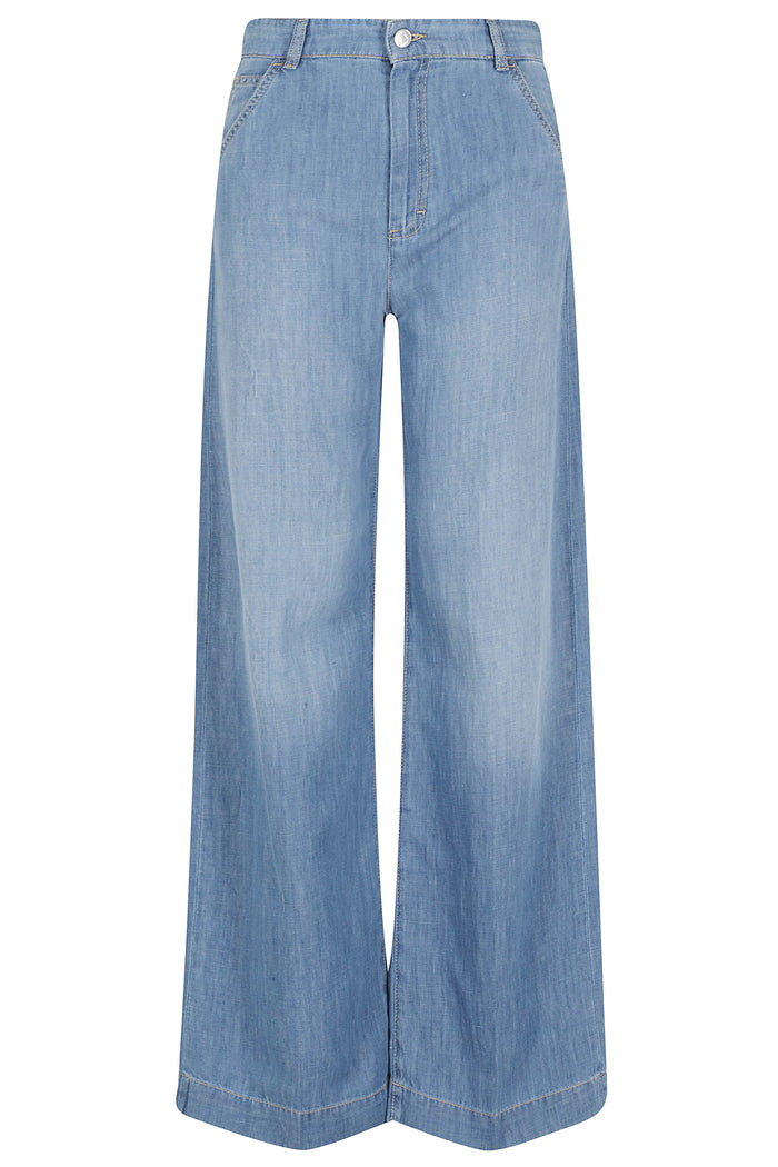 Pantalone Blue Cotone Lino Jean