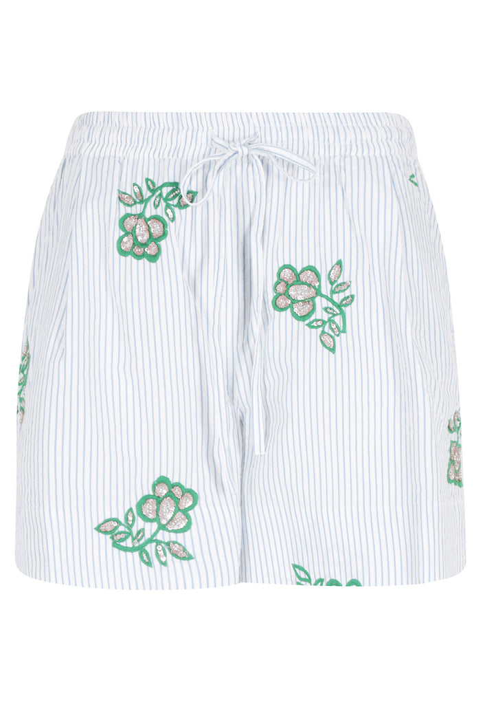 Juste Embroidered Mini Shorts Blue
