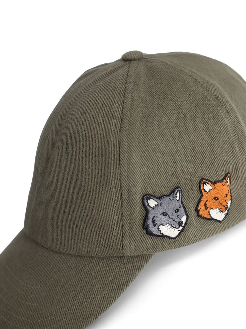 Double Fox Head Faded Cap Green Cotton Hat