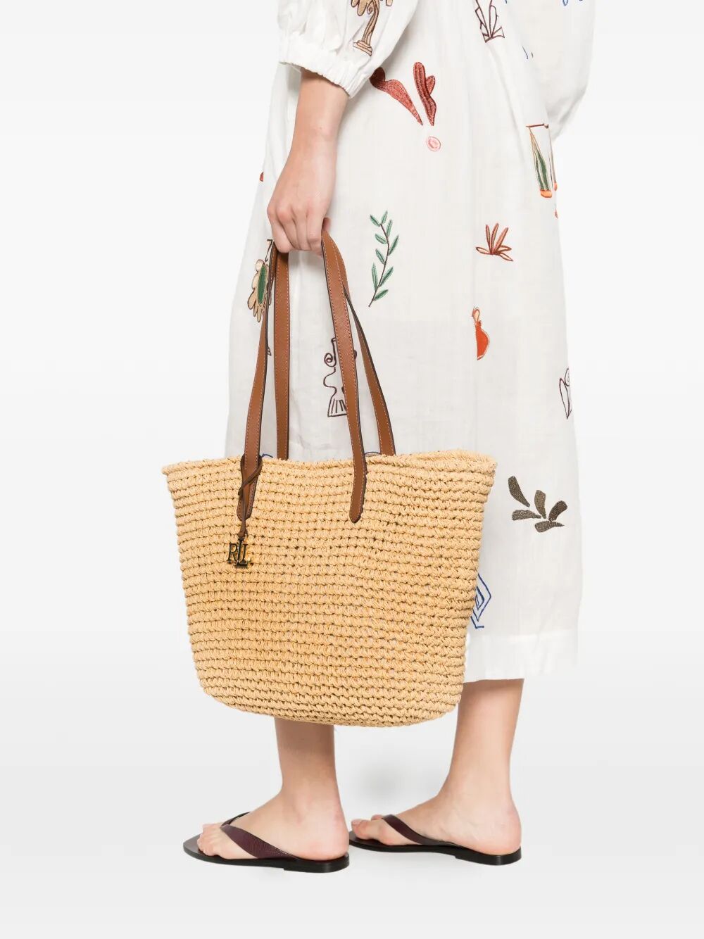 Lainey Lg Tt Tote Large Brown Paper Straw Bag