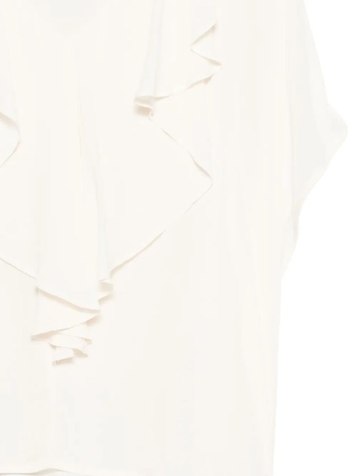 Blouse W Ruffle White Tops