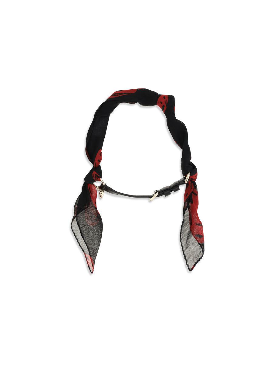 Bracelet Double-Wrap Skull Scarf Black-Red-Gold Black/red/gold Silk