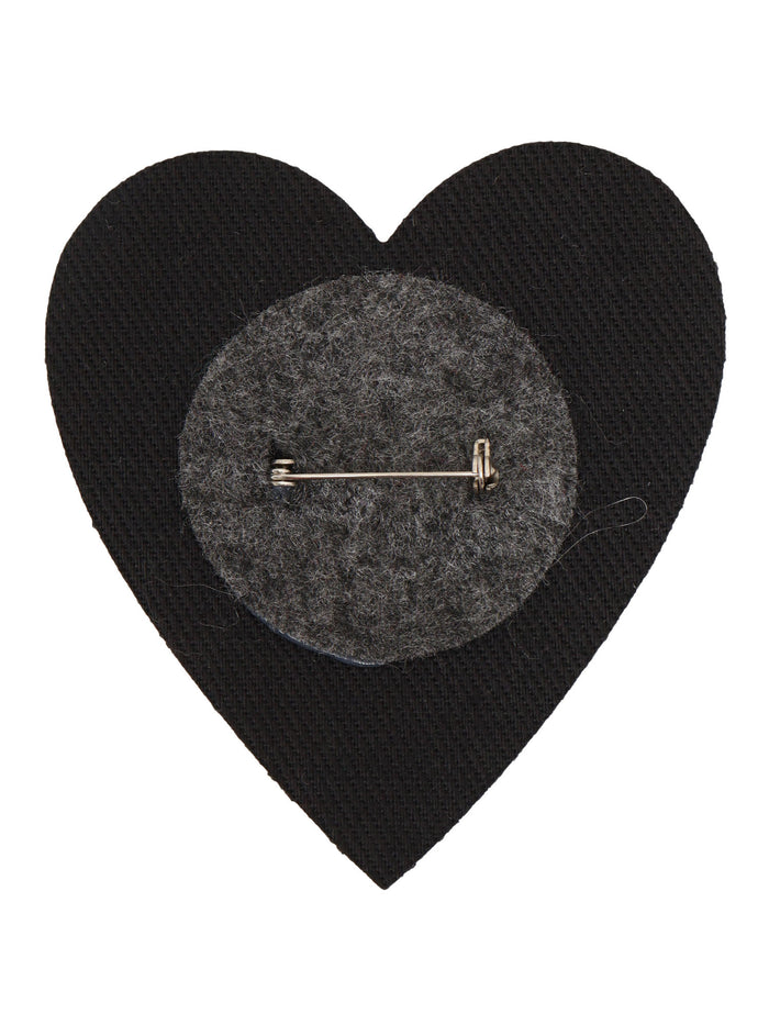 Glittered Heart Brooch Black