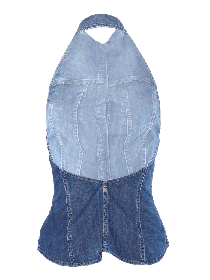 Denim top Blue Cotton Elastane Shirt