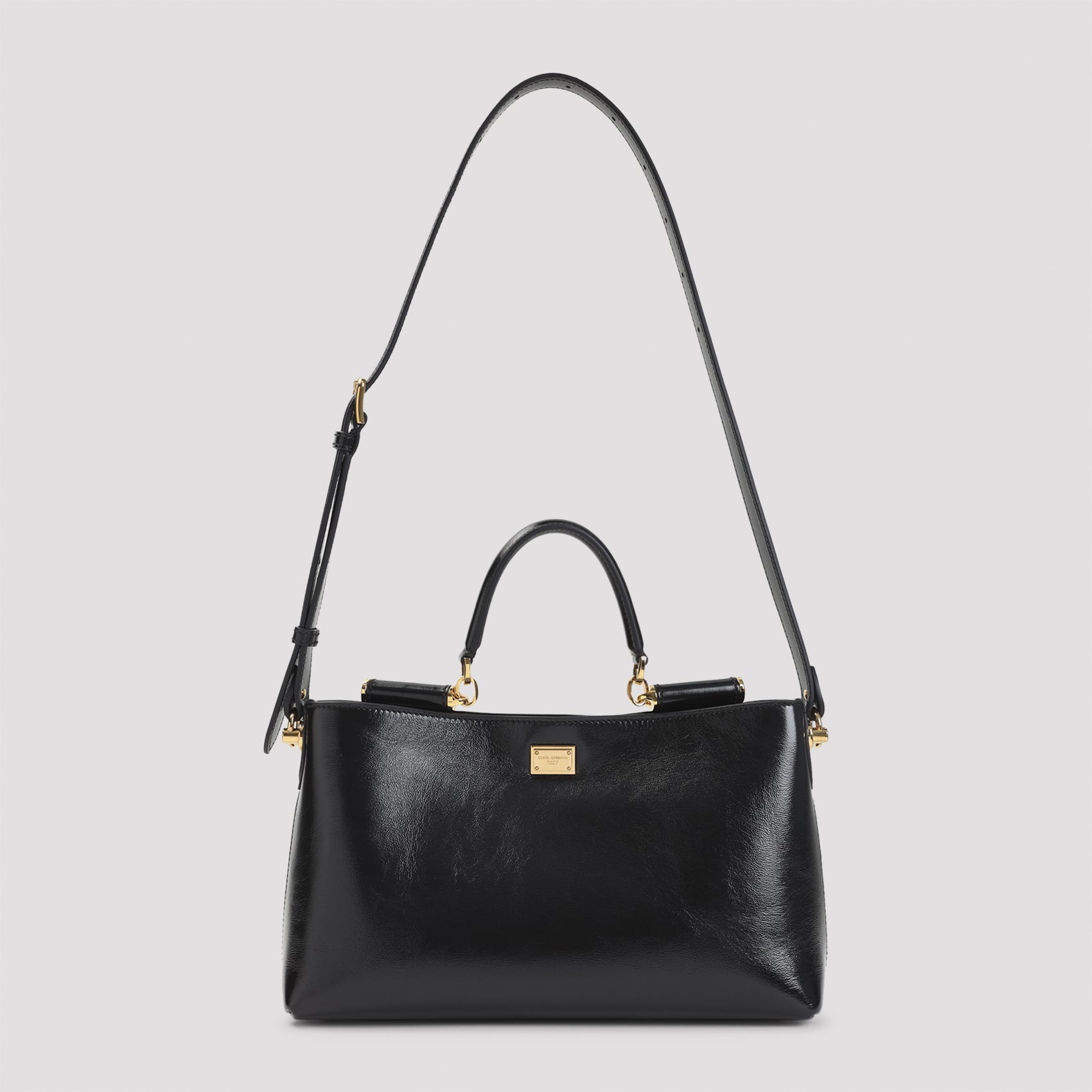Top Handle Bag Black Calf Leather