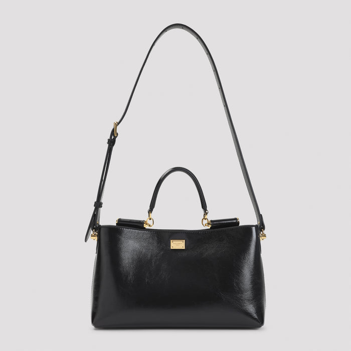 Top Handle Bag Black Calf Leather