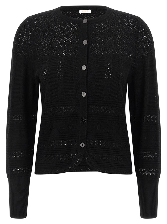 Trio cardigan Black Wool Cashmere Sweater, Cardigans