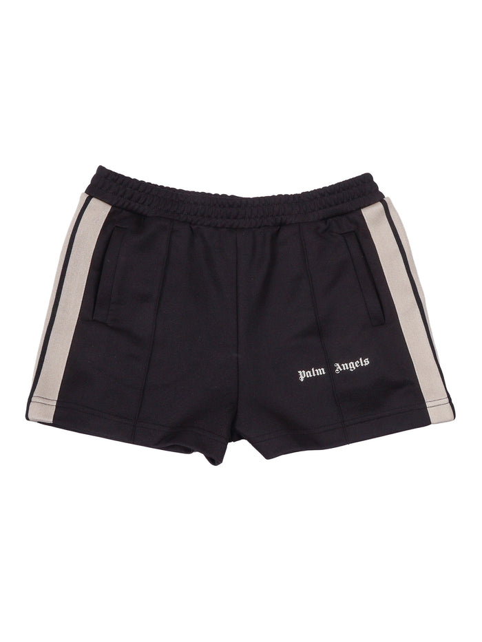 Palm Angels Track Short Girl Black Polyester Cotton Bermuda