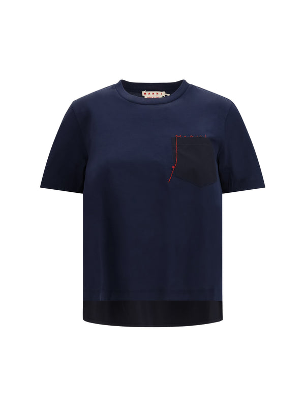 Marni 100% cotton t-shirt in navy