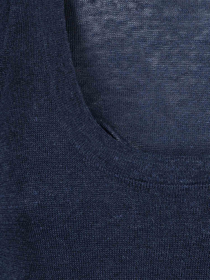 Sweater Blue Linen Viscose Crewneck