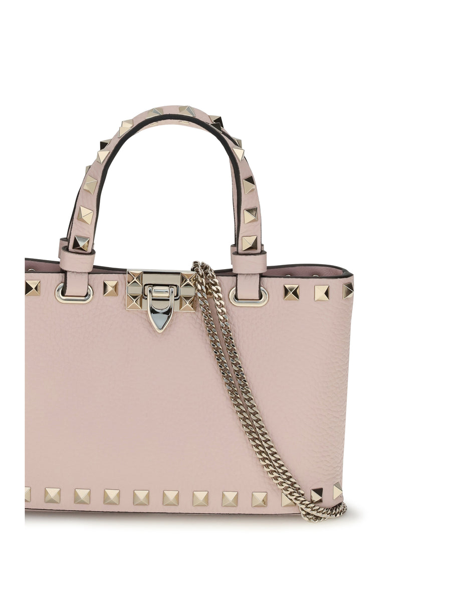 Mini Handbag Rockstud Shopping Rose Quartz Calf Leather Handbags