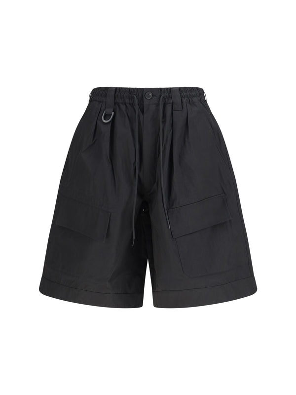 Y-3 66% Cotton cargo shorts in black