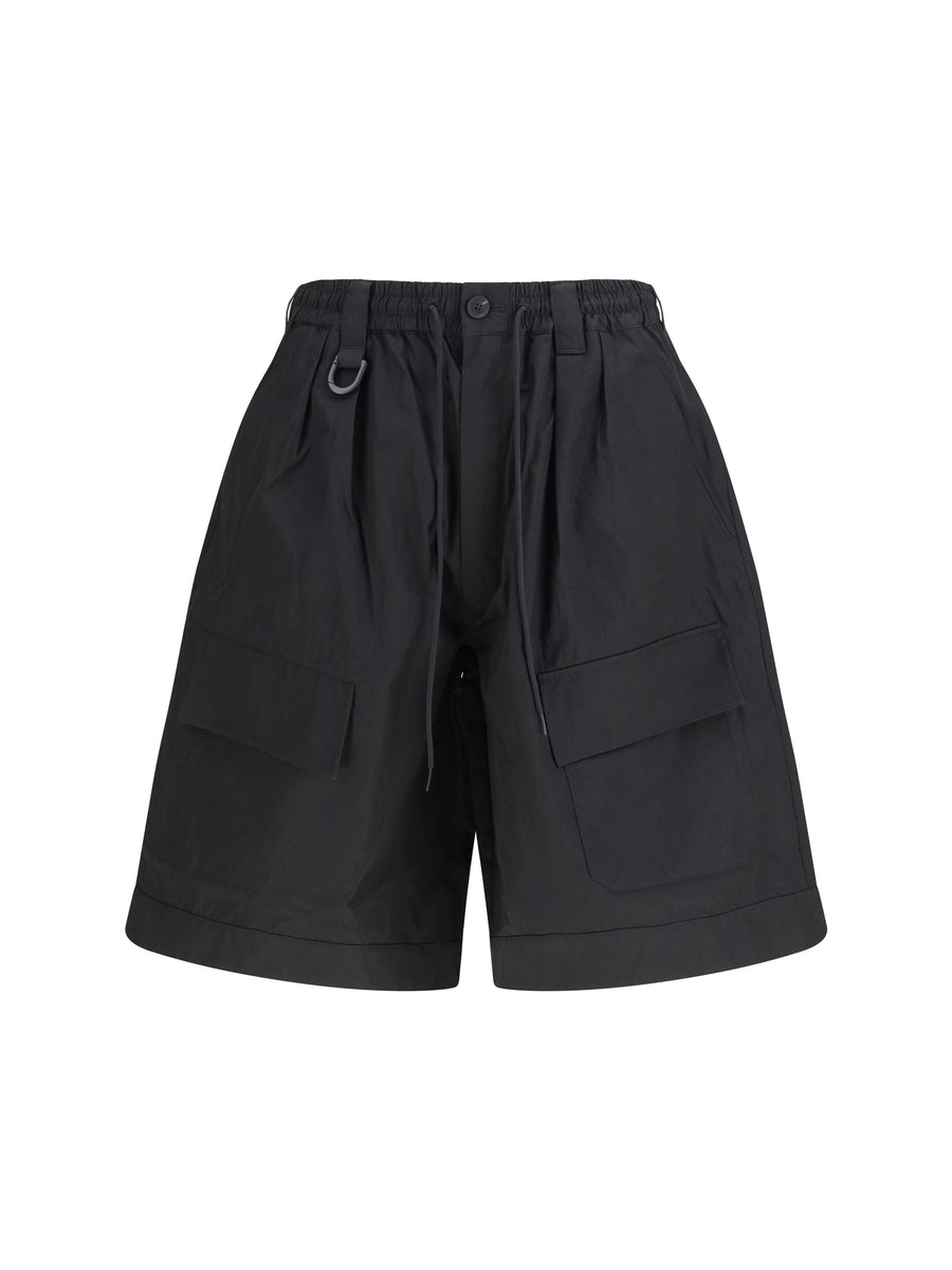 Y-3 66% Cotton cargo shorts in black