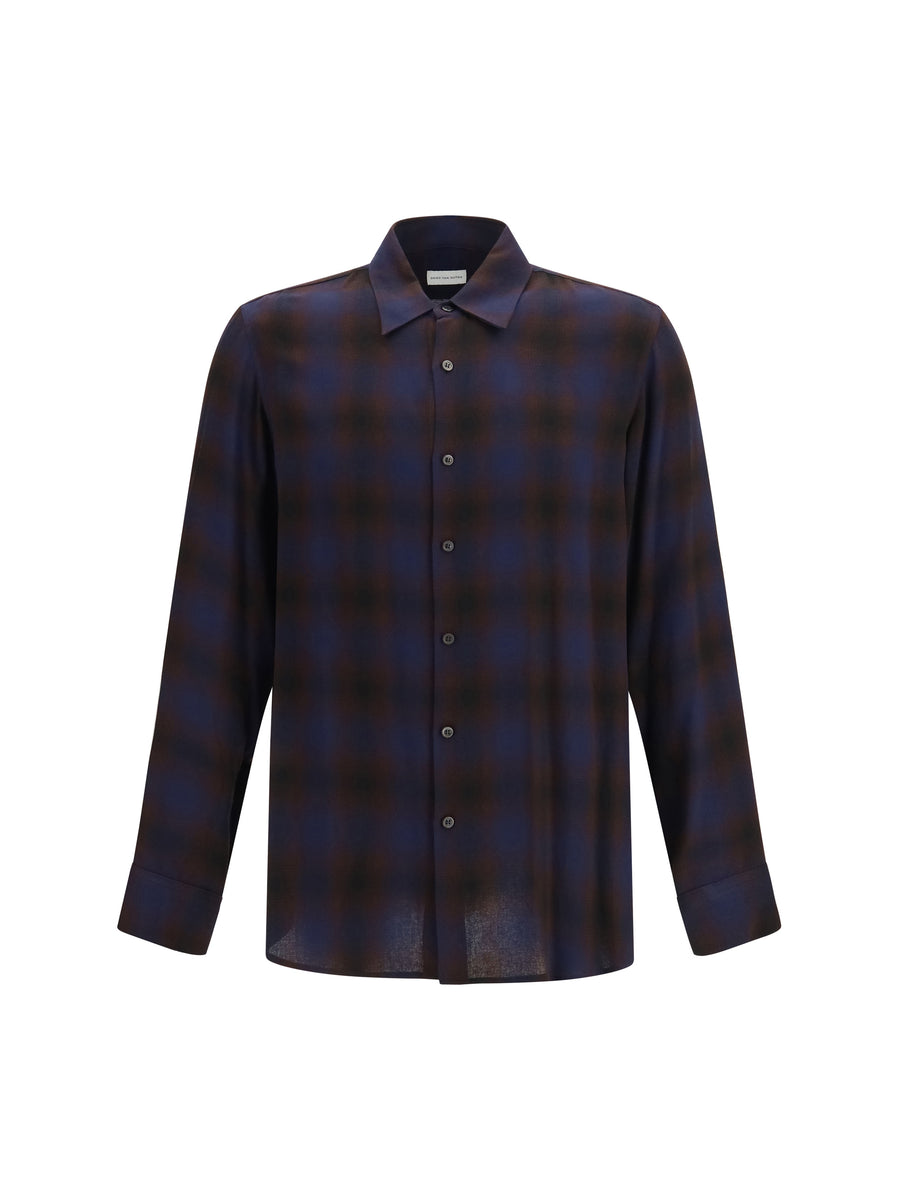 Shirt Brown Check Viscose