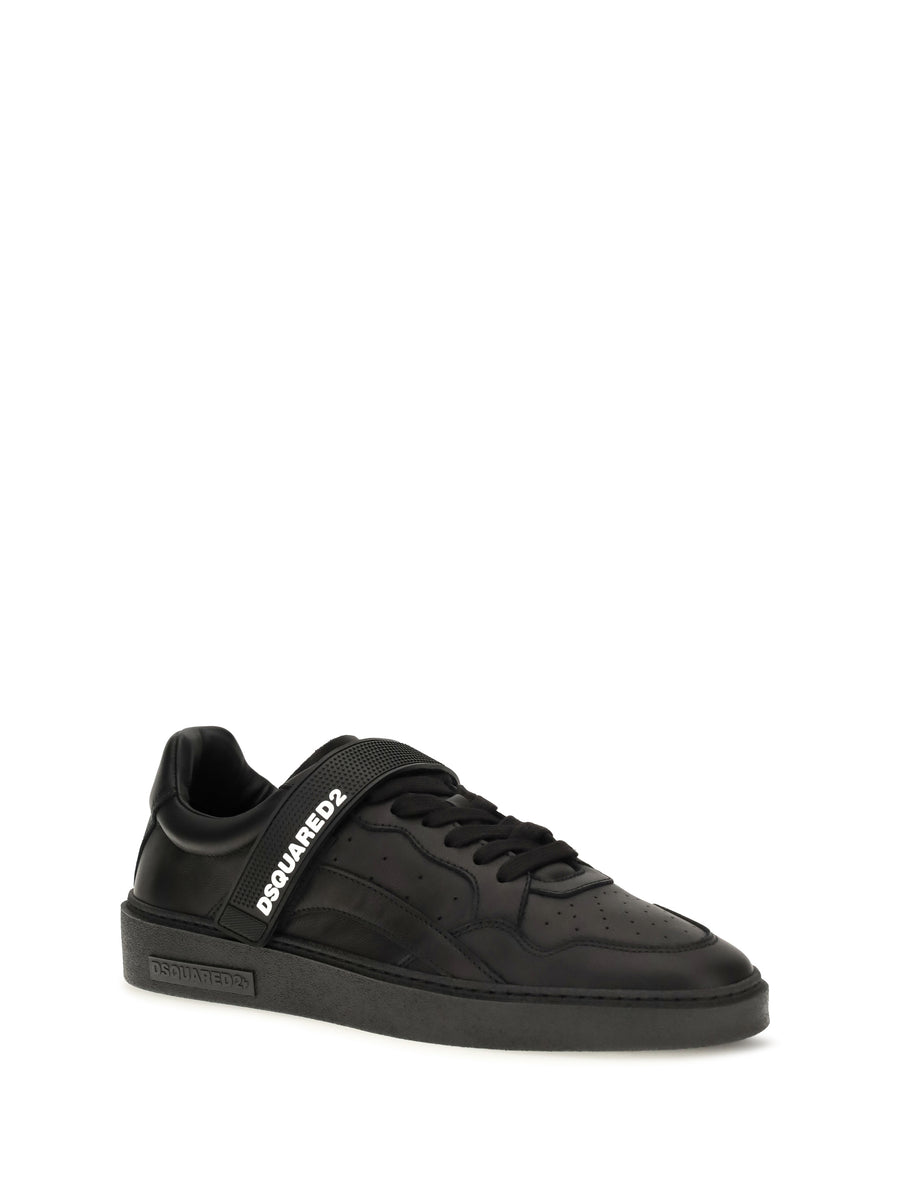 Sneakers With Leather Strap Black Calf Trainers