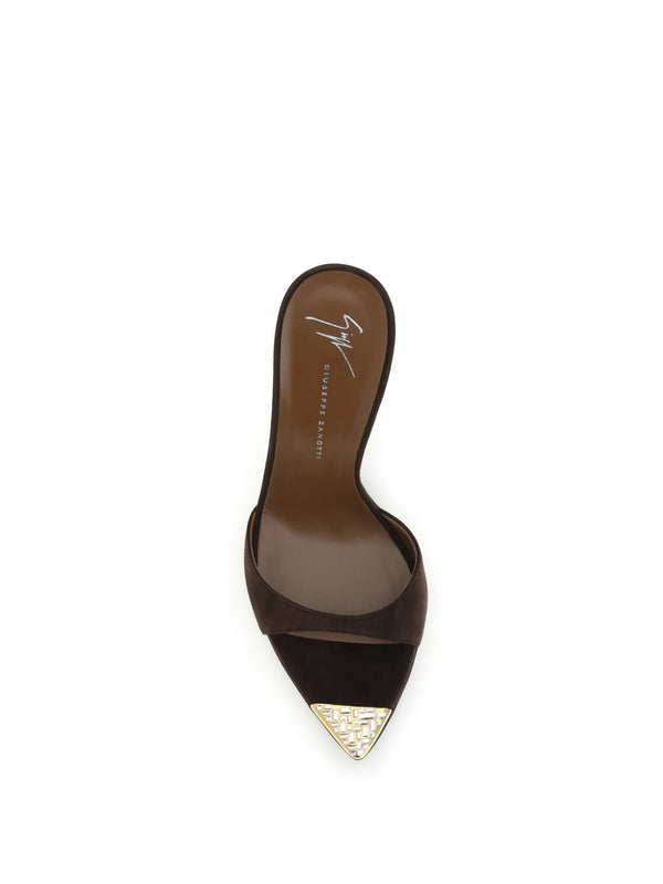 Mules Sandals Intrigo Jewelry Black Calf Leather