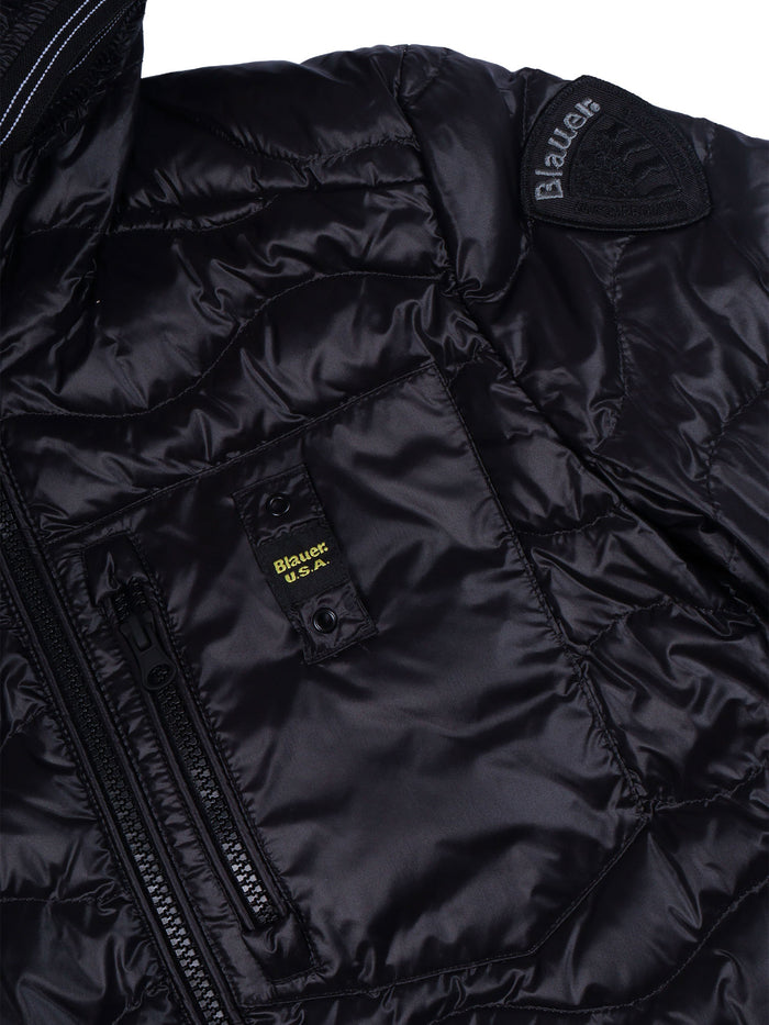 Down Jacket Black Polyamide Short Puffer