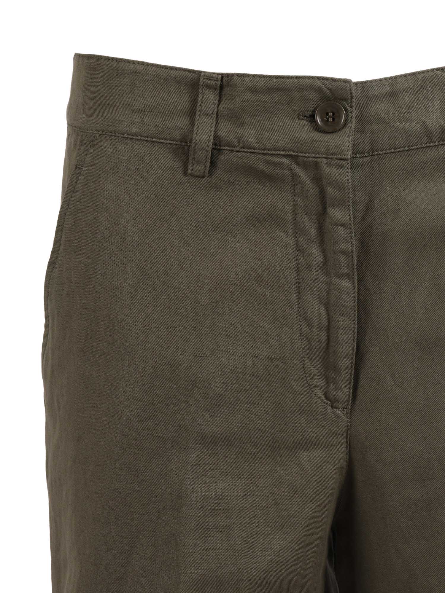 WOMAN PANTS Green Cotton Linen