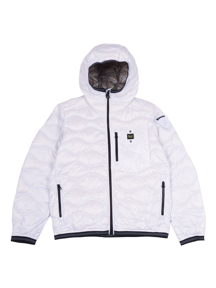 Down Jacket White Polyamide Short Puffer