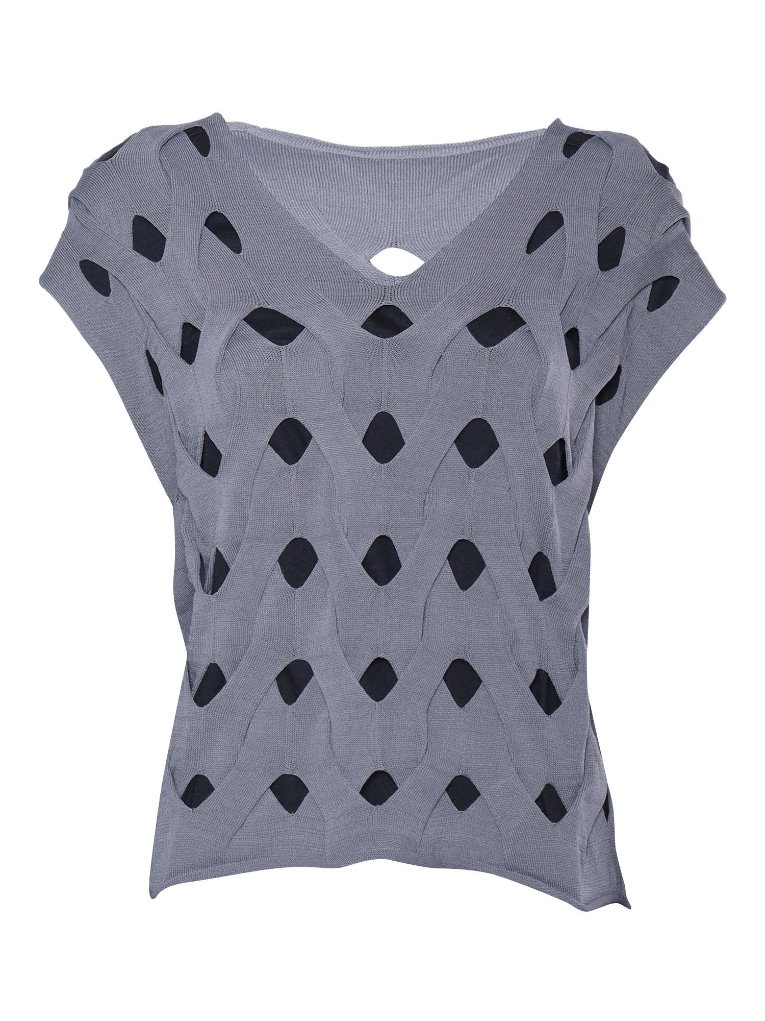 Grey woven-stitch vest Viscose Polyamide Knitted