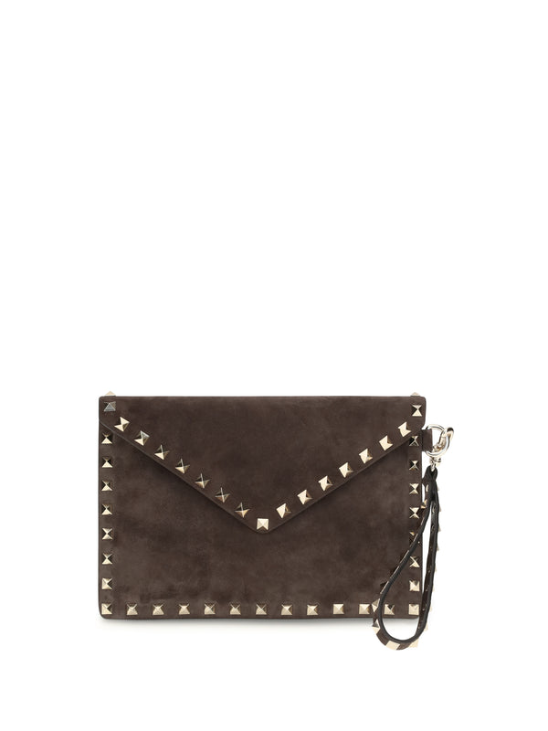 Valentino Garavani 100% suede clutch in brown