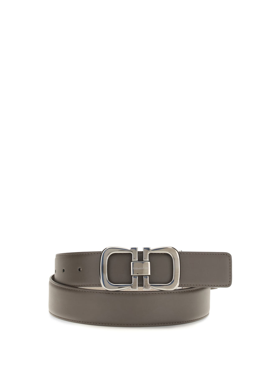 Reversible Leather Belt Dark Brown Patterned Calf