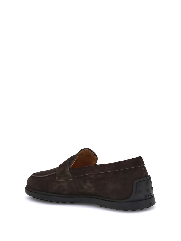 Suede Loafers With Monogram Detail Testa Moro Calf Leather Bos Taurus