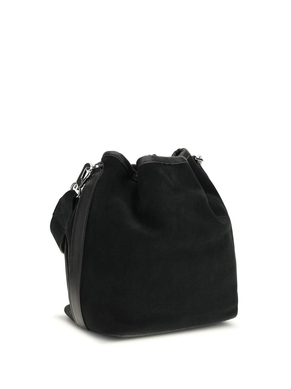 Bucket Bag Alpha Black Calf Suede Leather