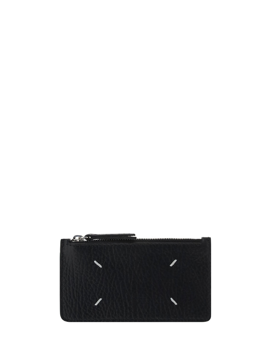 Calfskin Card Holder With Zip Closure Black Calf Leather Bos Taurus Wallets & Purses