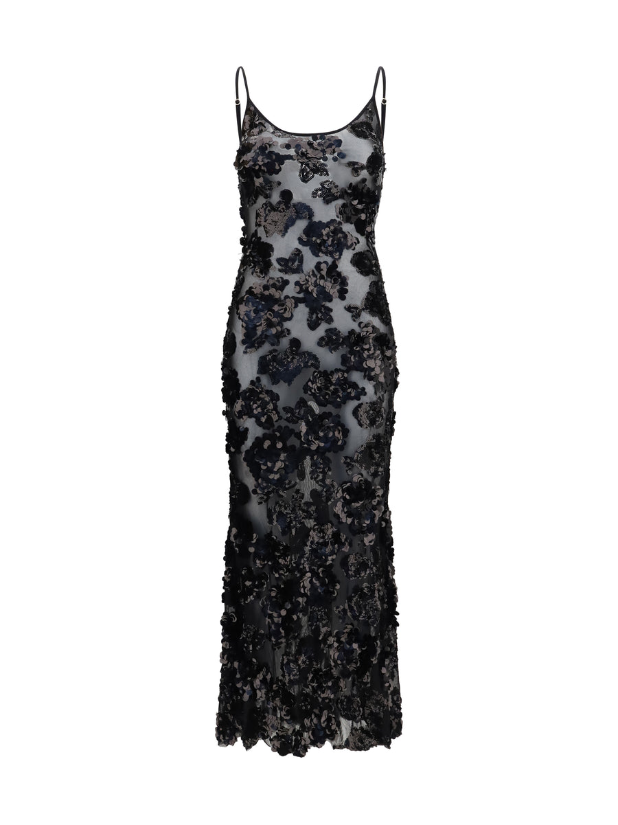 Sequin Dress Black Polyester