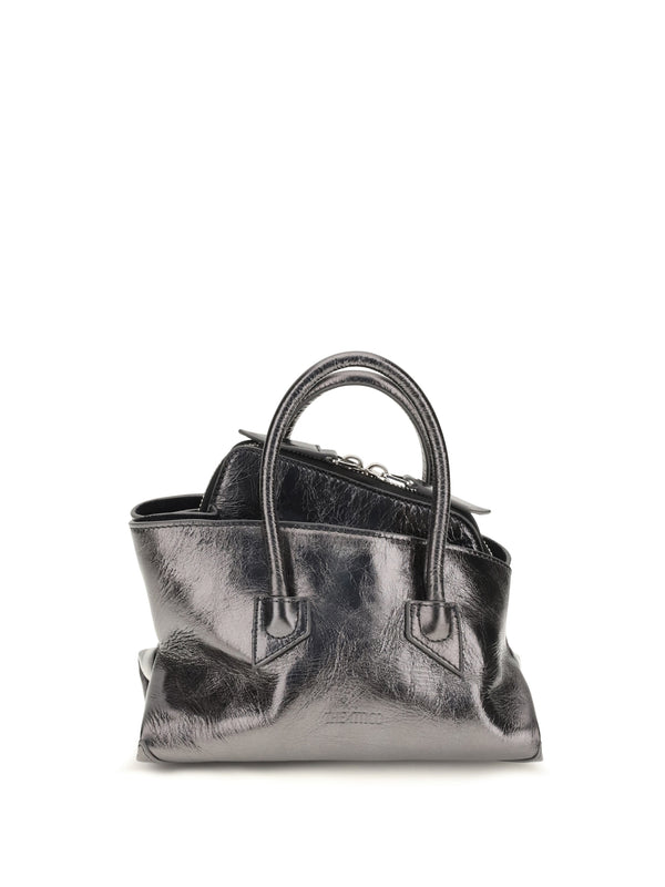 The Attico 100% Calf Leather Bos Taurus top handle bag in silver
