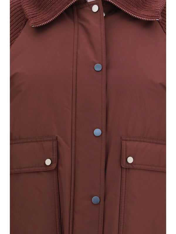 Down Jacket With Wool Sleeves Plum Outer: Polyester Puffer