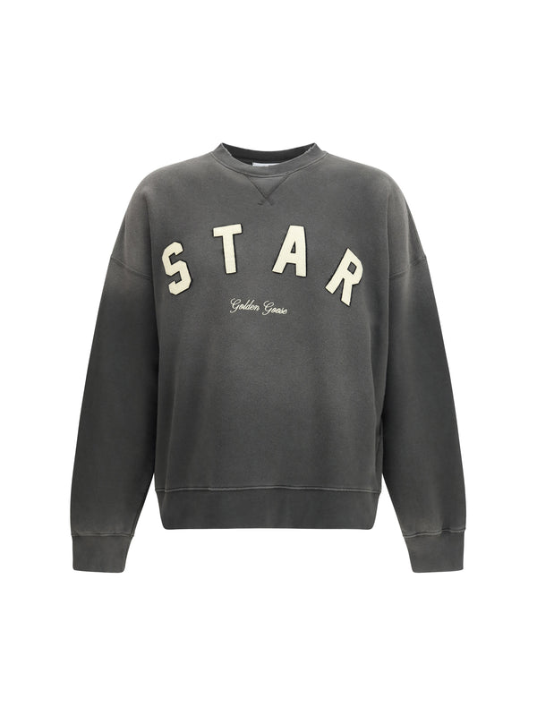 Star-Embroidered Sweatshirt Charcoal Cotton Sweatshirts