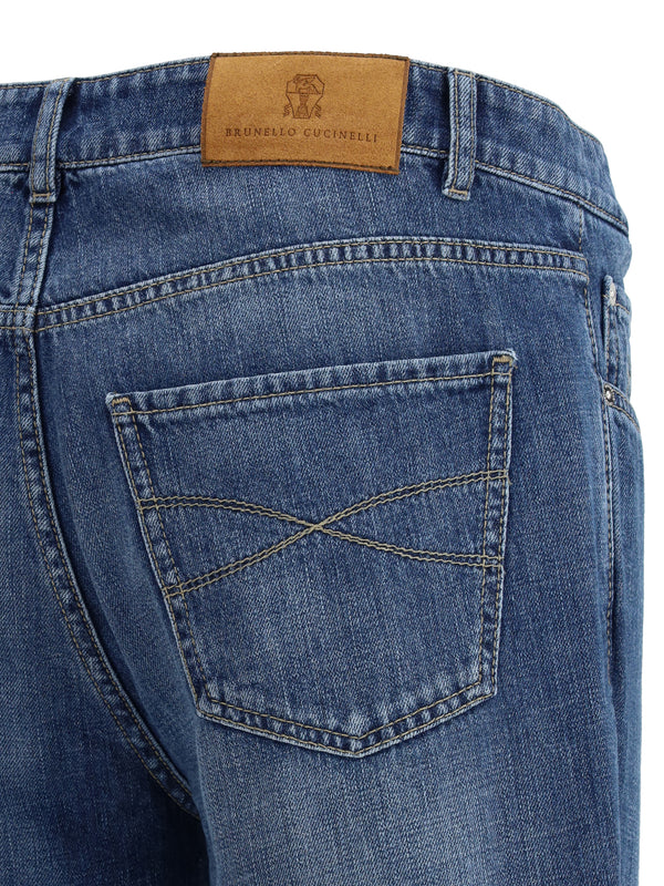 Jeans Cuffed Medium Denim Old Cotton