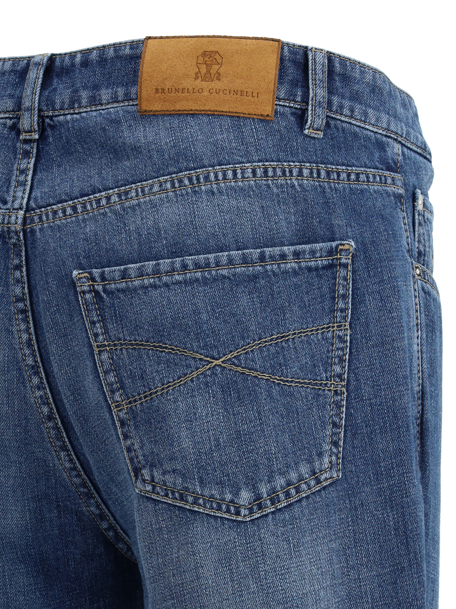Jeans Cuffed Medium Denim Old Cotton