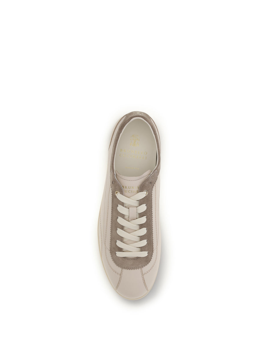 Sneakers Leather And Suede Slim Sole Burro/koala Upper: Trainers