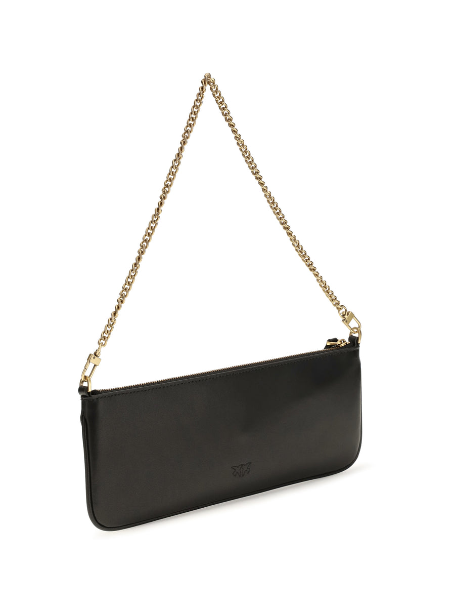 Shoulder Bag Horizontal Flat Leather Black-Antique Gold Black/antique Calf (bos Taurus) Wallets & Purses