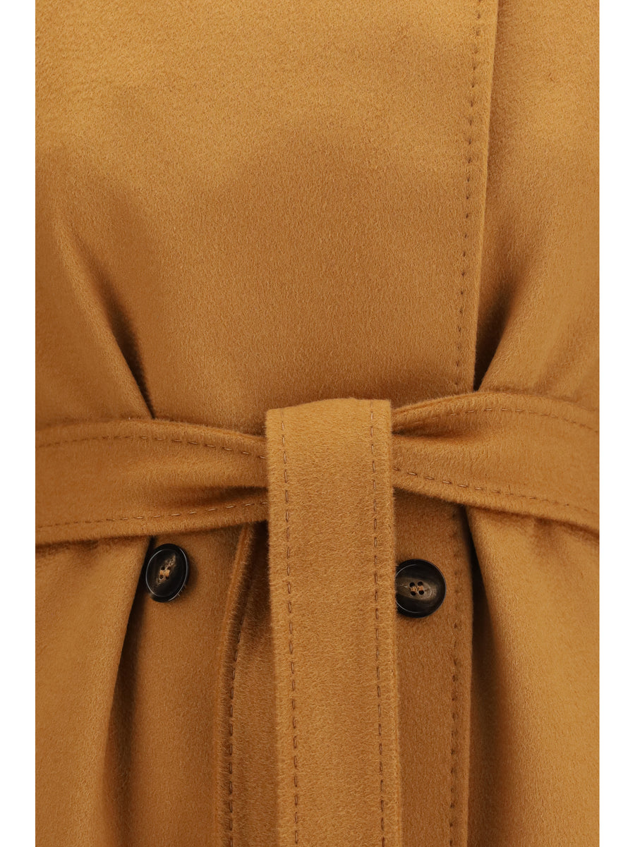Coat Double-Breasted Wool Caramel Fleece (ovis Aries)