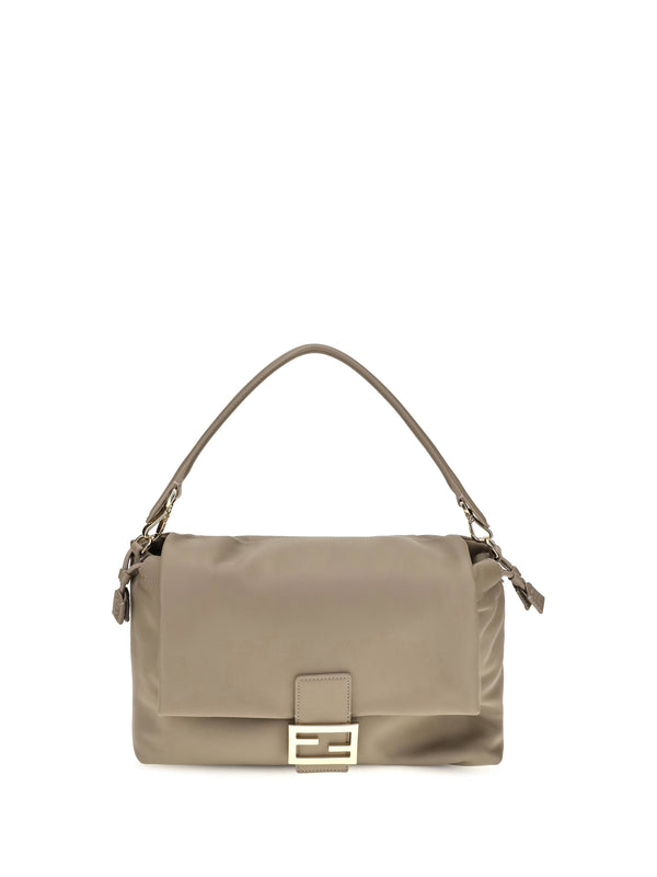 Baguette Soft Nappa Leather Shoulder Bag Tortora Calf Bos Taurus