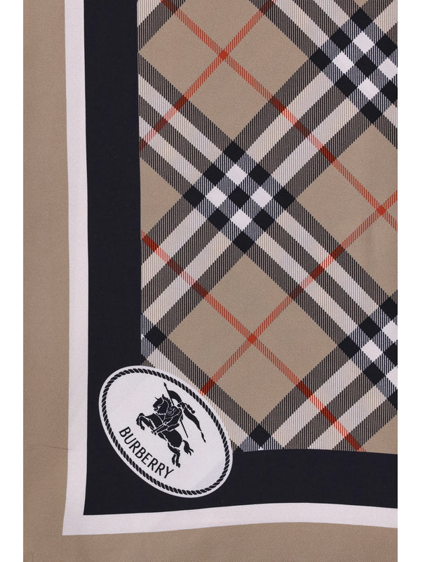 Scarf Silk Check Sand