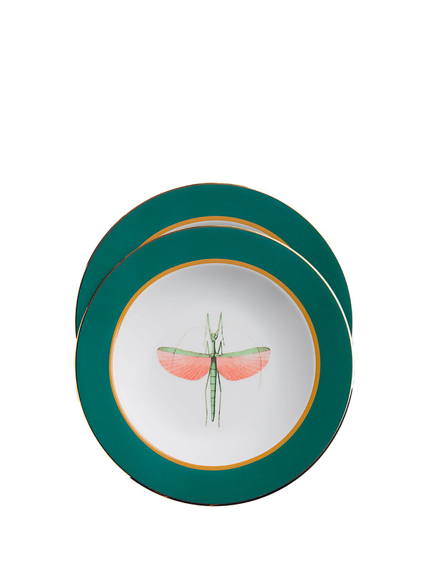 La Double J 100% Porcelain soup plate set in teal